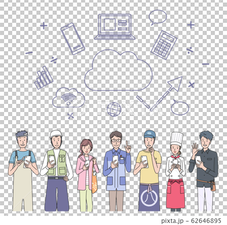 People of various occupations using smartphones People of various occupations using smartphones 62646895