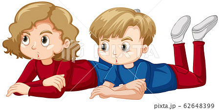 Boy and girl laying down on the floor Boy and girl laying down on the floor 62648399
