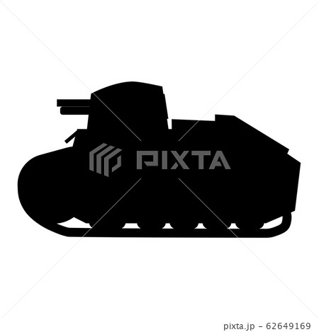Silhouette Tank Renault FT17 French Light tank icon. Military army machine war, weapon, battle symbol silhouette side view. Vector illustration isolated Silhouette Tank Renault FT17 French Light tank icon. Military army machine war, weapon, battle symbol silhouette side view. Vector illustration isolated 62649169