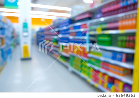Abstract blurred bokeh shelf supermarket modern 62649263