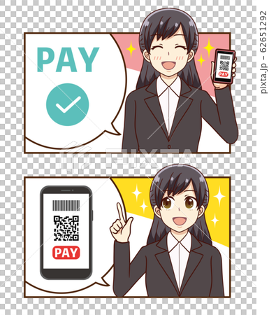 Cashless payment Smartphone Pay Women Suit Cartoon touch Cashless payment Smartphone Pay Women Suit Cartoon touch 62651292