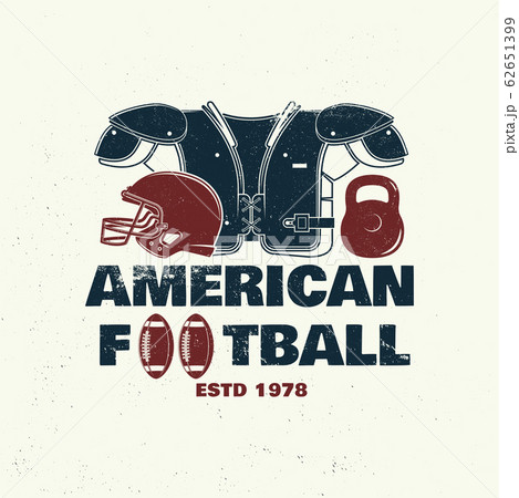 American football or rugby club badge. Vector. Concept for shirt, logo, print, stamp, tee, patch. Vintage typography design with american football ball and helmet silhouette 62651399