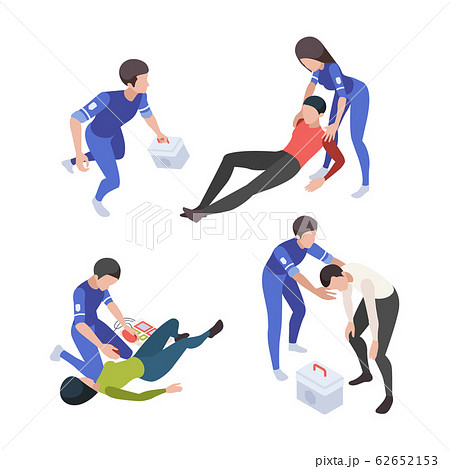 Medical people. Ambulance service reanimation nurse medical personal vector isometric characters healthcare set 62652153