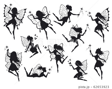 Fairy Silhouettes Magical Fairies With Wings のイラスト素材