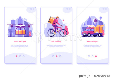 Online Shopping Mobile App Onboarding Screens in Flat 62656948