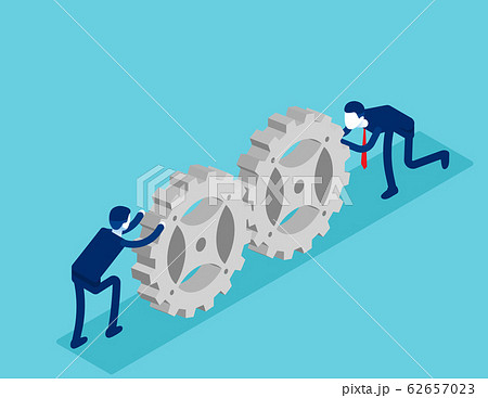 Teamwork isometric with collaboration . Business 62657023