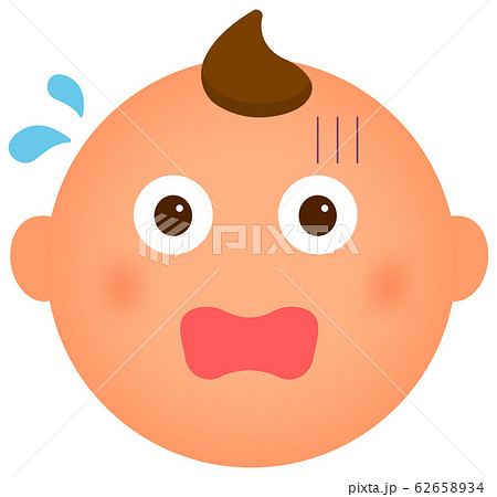 赤ちゃんの顔 表情 感情 焦る 困るのイラスト素材