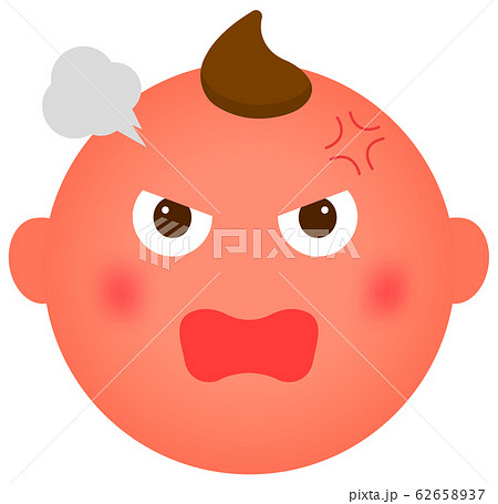 赤ちゃんの顔 表情 感情 怒る 不機嫌 腹が立つのイラスト素材