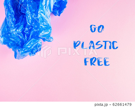 Go plastic free concept plastic bag on pink Go plastic free concept plastic bag on pink 62661479