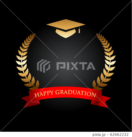 Top view of Gold Graduation hat with laurel and a Top view of Gold Graduation hat with laurel and a 62662232