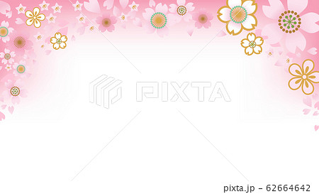 桜の花と花びら 背景 テンプレートのイラスト素材