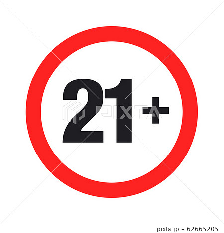 "Twenty one plus" round sign. Vector Illustration 62665205