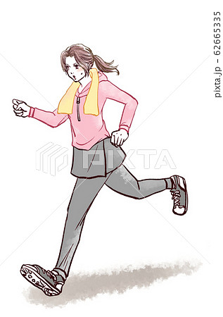 女性 ランニング ジョギングのイラスト素材