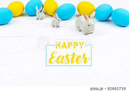 Easter day little Bunny rabbit With Decorated Eggs 62665739