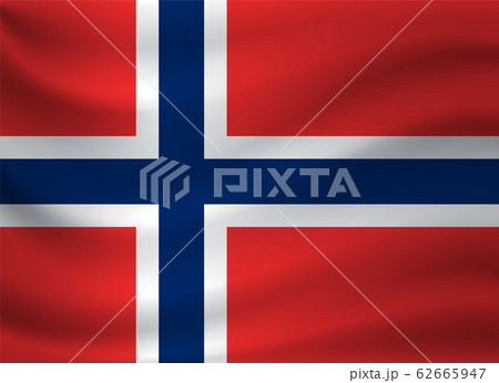 Waving flag of Norway. Vector illustration 62665947