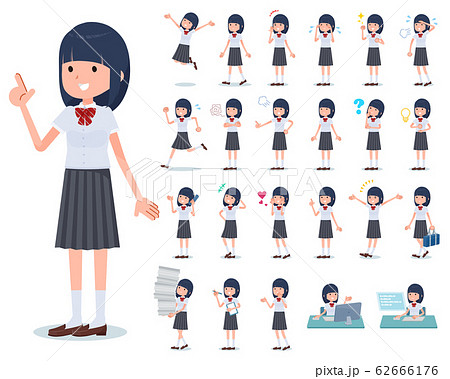 flat type school girl White shirt summer_emotion 62666176