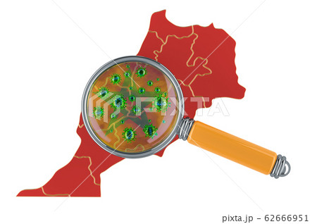 Moroccan map with coronavirus under magnifier 62666951