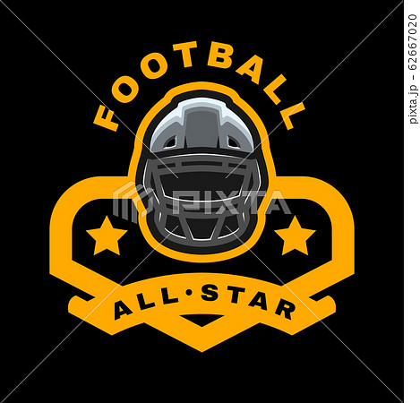 American football. Sport logo, emblem on a dark background. 62667020