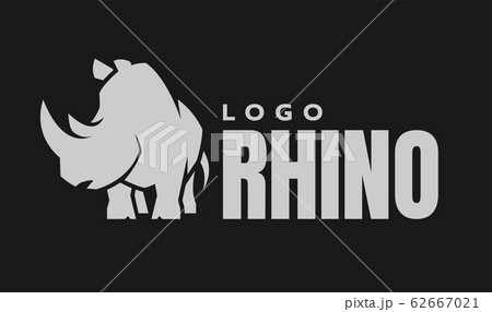 African rhino silhouette. Logo, symbol on a dark background. Vector illustration. 62667021