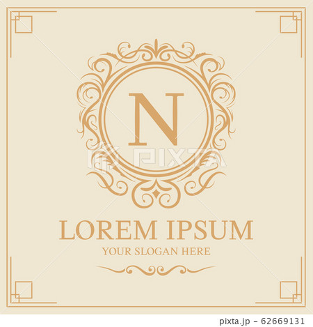 Luxury logo template, Initial letter type N on cream background, vector illustration 62669131