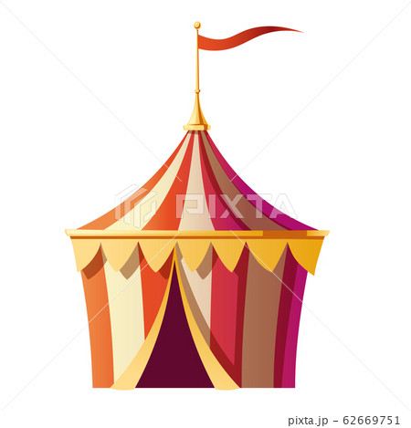 Festival tent with red white stripes on funfair 62669751