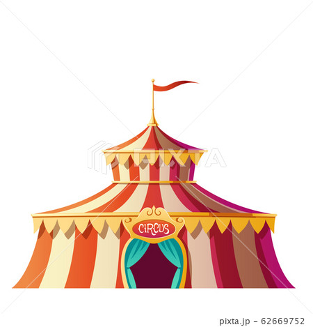Circus tent with red and white stripes on funfair Circus tent with red and white stripes on funfair 62669752