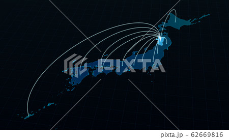 秋田県から日本全国へ広がるネットワークの線 秋田県から日本全国へ広がるネットワークの線 62669816