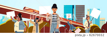 mix race activists holding placards with female gender sign feminist demonstration girl power movement rights protection women empowerment concept portrait cityscape background horizontal mix race activists holding placards with female gender sign feminist demonstration girl power movement rights protection women empowerment concept portrait cityscape background horizontal 62670032