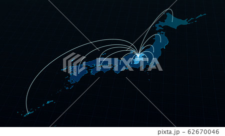 長野県から日本全国へ広がるネットワークの線 62670046