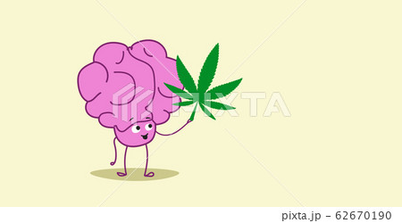Human Brain Holding Marijuana Leaf Ganja のイラスト素材
