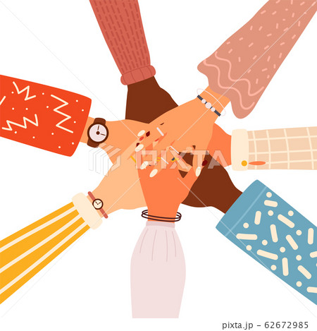 People Putting Their Hands Together のイラスト素材