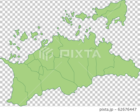 香川県の地図 市町村別のイラスト素材