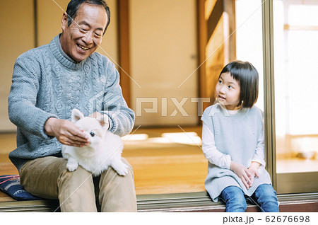 女の子と犬とシニア 女の子と犬とシニア 62676698