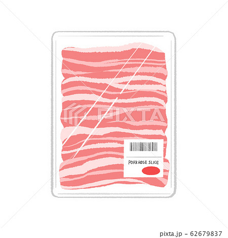 スーパーの豚バラスライス肉 イラストのイラスト素材