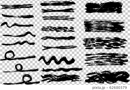 線水平線水平線筆刷粗變化集 插圖素材 圖庫
