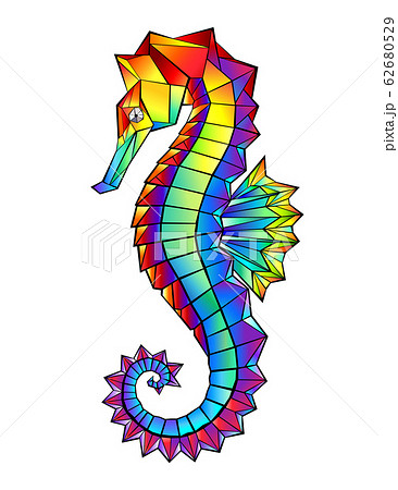 Rainbow Polygonal Seahorseのイラスト素材