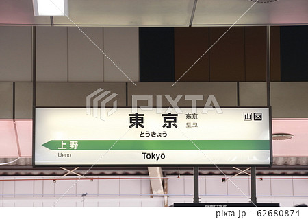 東北新幹線 東京駅 駅名標 の写真素材