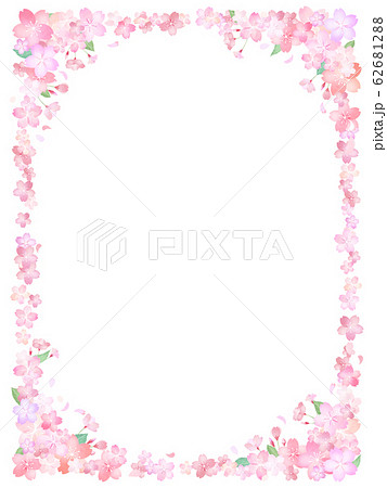 背景 素材 パーツ 和 和紙 和風 和柄 春 桜 ピンク フレームのイラスト素材