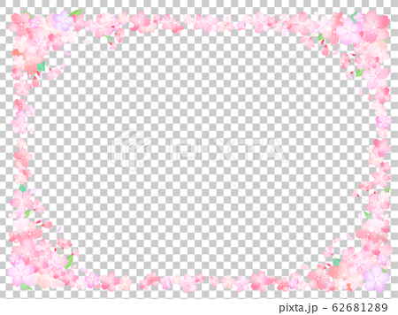 背景 素材 パーツ 和 和紙 和風 和柄 春 桜 ピンク フレームのイラスト素材