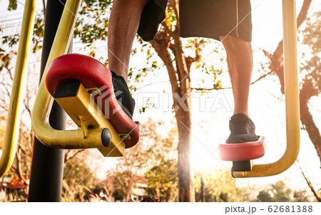 Close up Legs of Asian senior man in sporty Close up Legs of Asian senior man in sporty 62681388