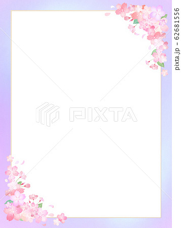 背景 素材 パーツ 和 和紙 和風 和柄 春 桜 紫 フレームのイラスト素材