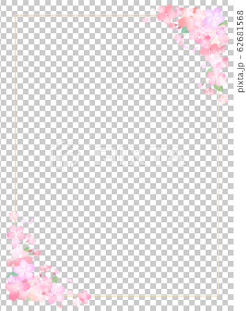 背景 素材 パーツ 和 和紙 和風 和柄 春 桜 フレームのイラスト素材