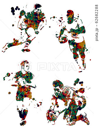 ラグビー選手 イラストセットのイラスト素材 6262