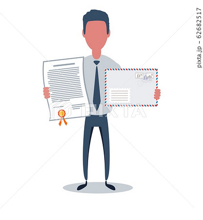Businessman or clerk. Male character in trendy simple style with objects, flat vector illustration. Businessman or clerk. Male character in trendy simple style with objects, flat vector illustration. 62682517