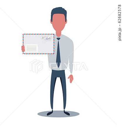 Businessman or clerk. Male character in trendy simple style with objects, flat vector illustration. 62682578
