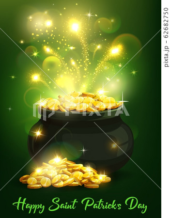 St Patricks Day Irish leprechaun pot of gold 62682750