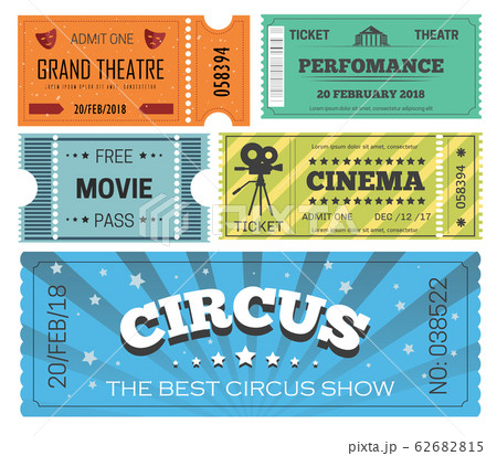 Theater play and cinema, circus show isolated icons 62682815