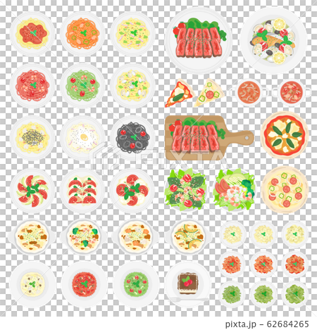イタリアン料理のイラストセット イタリアン料理のイラストセット 62684265