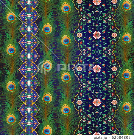 Peacock feathers Seamless pattern, background 62684805