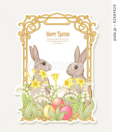 Happy easter Template postcard, poster with a hare 62684829